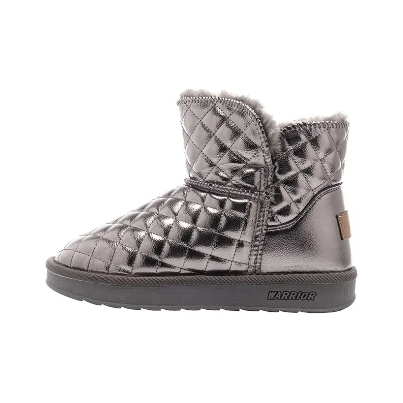 Warrior Thickened And Fleece Lined Warm Short Snow Boots Women's Gold-0