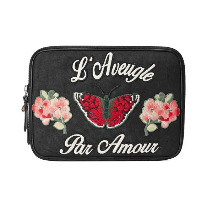 GUCCI Canvas Clutch Laptop Bag Women's Black-0