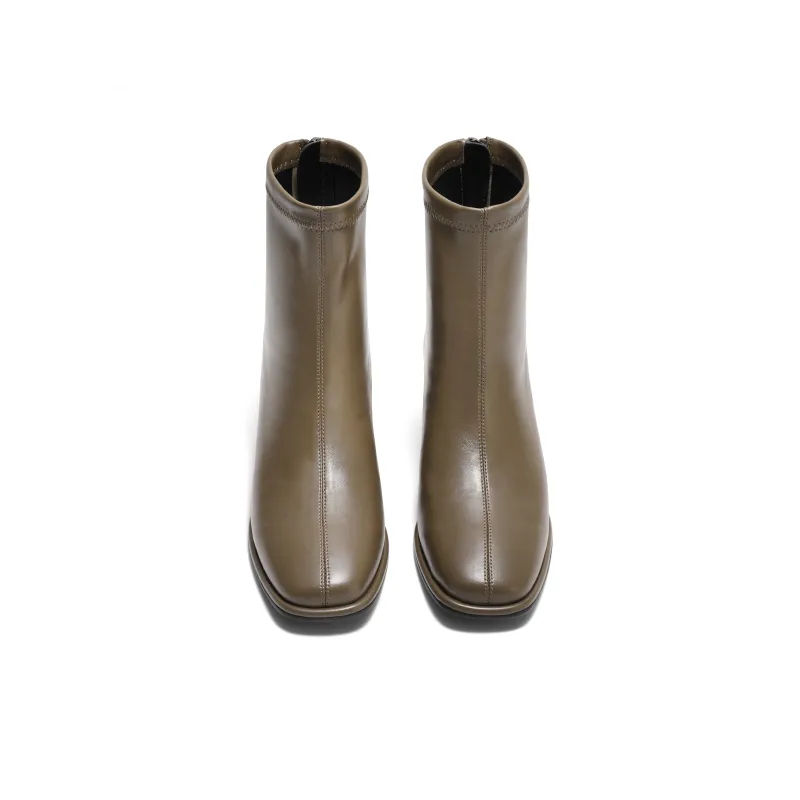 BELLE Ankle Boots Women's Khaki/Ecru/Black/Black, Pleated Leather/Brown, Pleated Leather-10