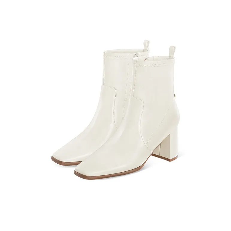 7or9 Coconut Cloud Latte Ankle Boots 7cm Women's Ivory-1