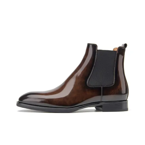 Beau Today Cow Leather Short Chelsea fuerte Boots 2.8cm Men's