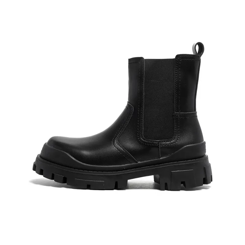 Little Red Man Short Chelsea Boots Men's Black-0