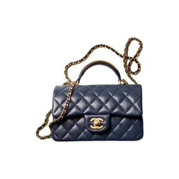 CHANEL Classic Flap CF Sheepskin Mouth Cover Bag Shoulder Bag Crossbody Bag Handbag Mini Women's Marine Blue