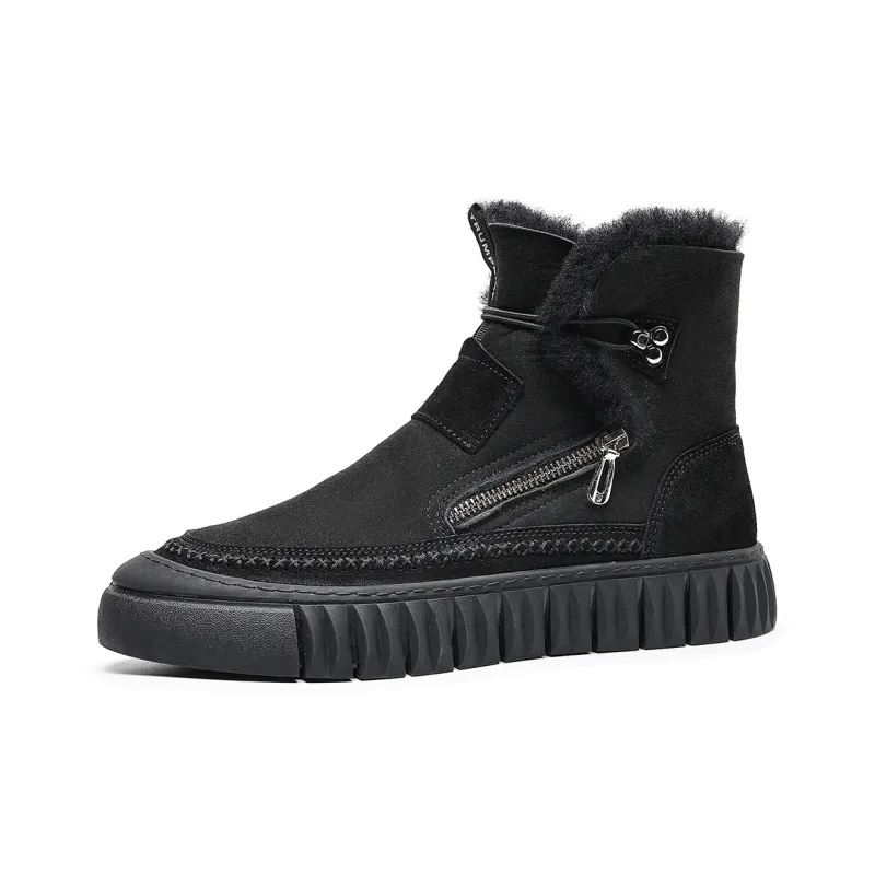 TRUMPPIPE Warm Slip Resistant Short Mid Calf Snow Boots Men's Black-1