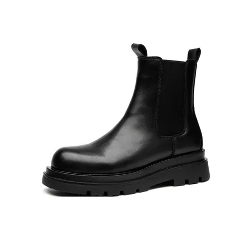 JIETEGONGYANG Short Chelsea Boots Men's Black