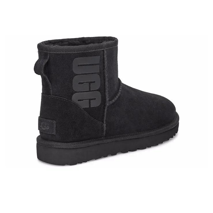 UGG Classic Mini UGG Rubber Logo 'Black' Women's-2