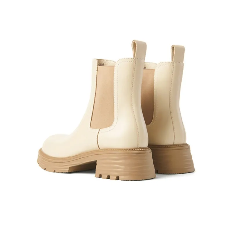 PT'SON Short Chelsea Boots Women's Black/Beige/Black, Fleece Lined/Beige, Fleece Lined-7