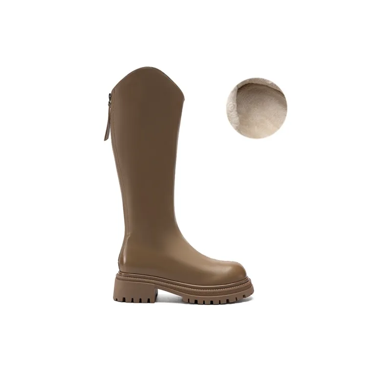 ZHR Knee high Boots Women's Black/Milk Tea/Brown-28