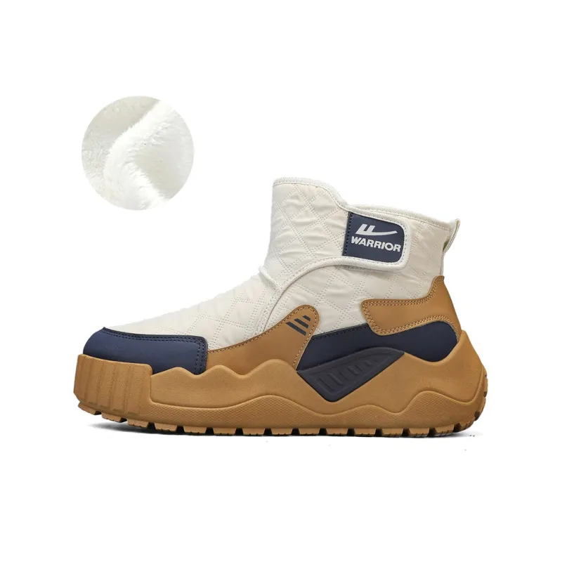Warrior Warm Coverage Height Increasing Wear Resistant Slip Resistant Short Snow Boots Men's Beige Khaki Dark Blue-1