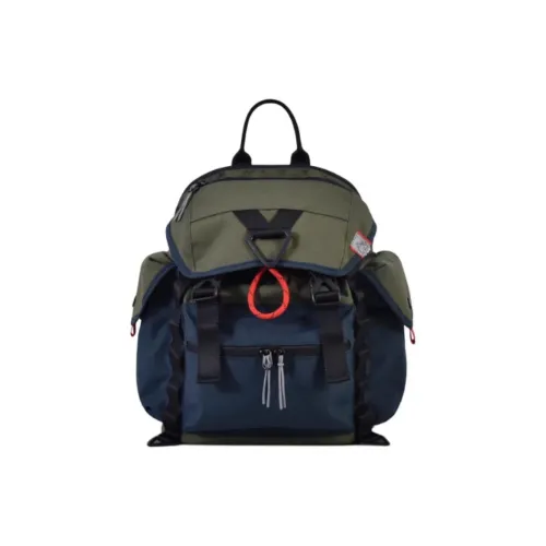 FX CREATIONS Polyester Backpack Men's Army Green With Blue Accents