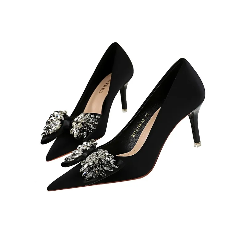 QITUMAUL Slim Heel High Heels Women's Black-2