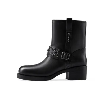 ASH TEOUILA Collection Chunky Heel Shaft Boots Fashion Apparel Trendy Shoes Women's Black