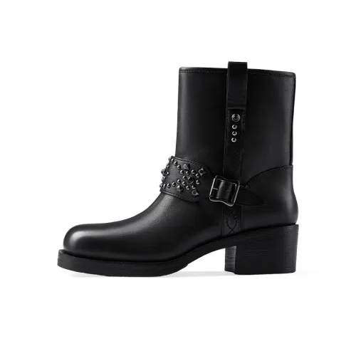 ASH TEOUILA Collection Chunky Heel Shaft Today Fashion Apparel Trendy Shoes Women's Black
