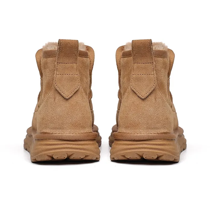 Angelmi Warm Wear Resistant Slip Resistant Short Snow Boots Men's Chestnut Shaft Version-3