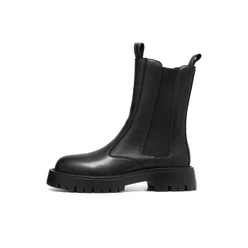 ZUWUDONG Crew Chelsea Boots Flat Men's Black