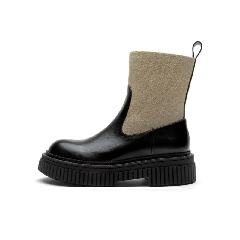 TOOMANYSHOES Happy Fruit Ankle Boots 4.5cm Women's Khaki-0