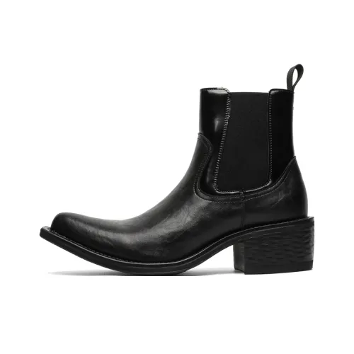Chi Wolf Short Chelsea Boots Men's Black