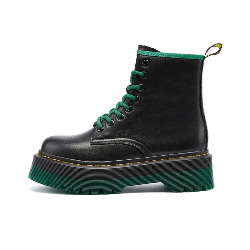SMILEY Martin Boots Women's Black/Green-0