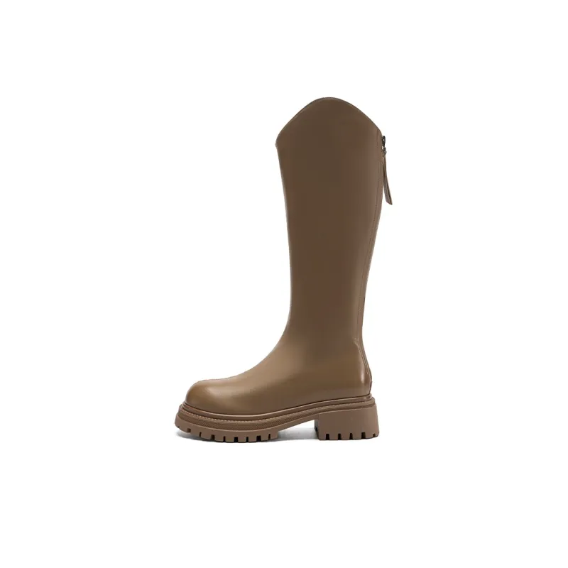 ZHR Knee high Boots Women's Black/Milk Tea/Brown-6