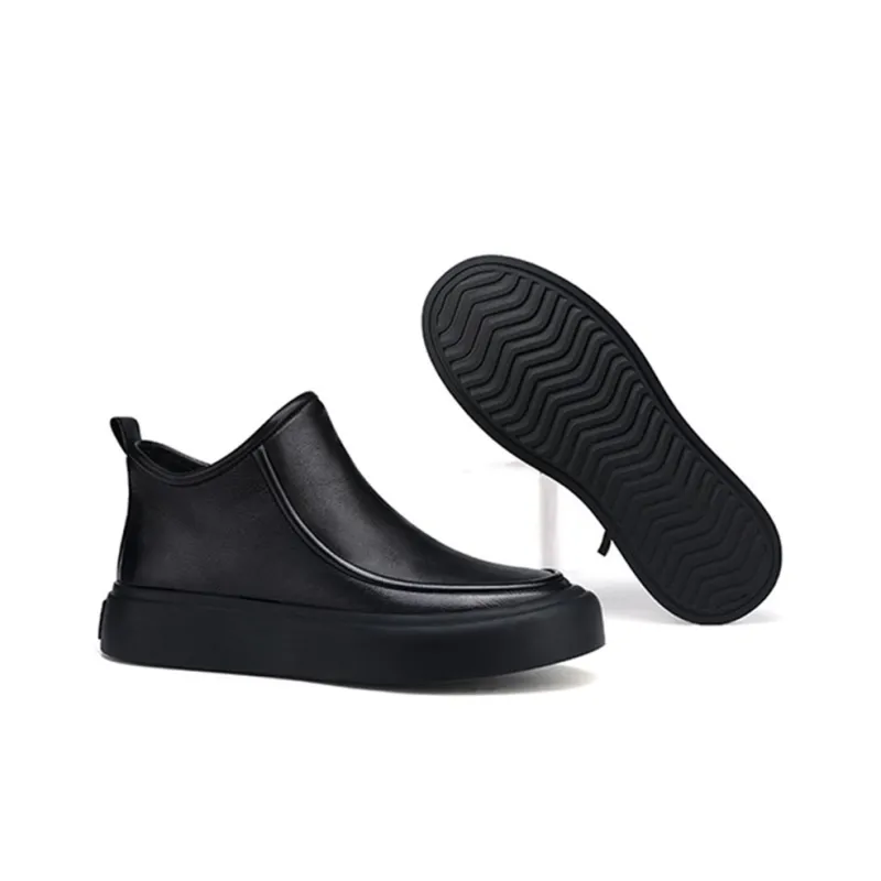 WEISHIBANGWEI Ankle Boots Medium Heel Men's Black-3