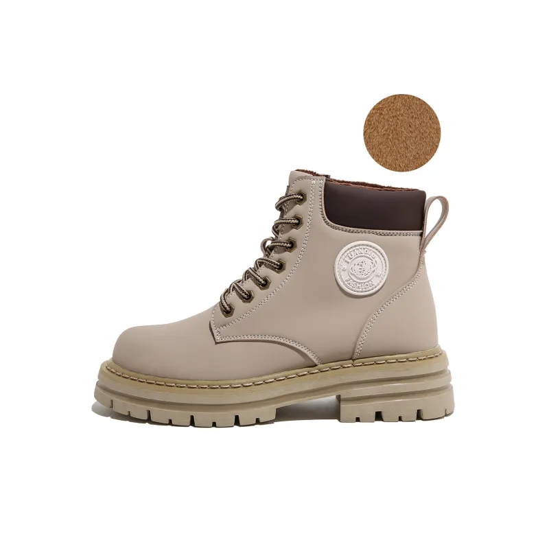 HUANQIU Short Mid Calf Martin Boot Unisex Sand-0