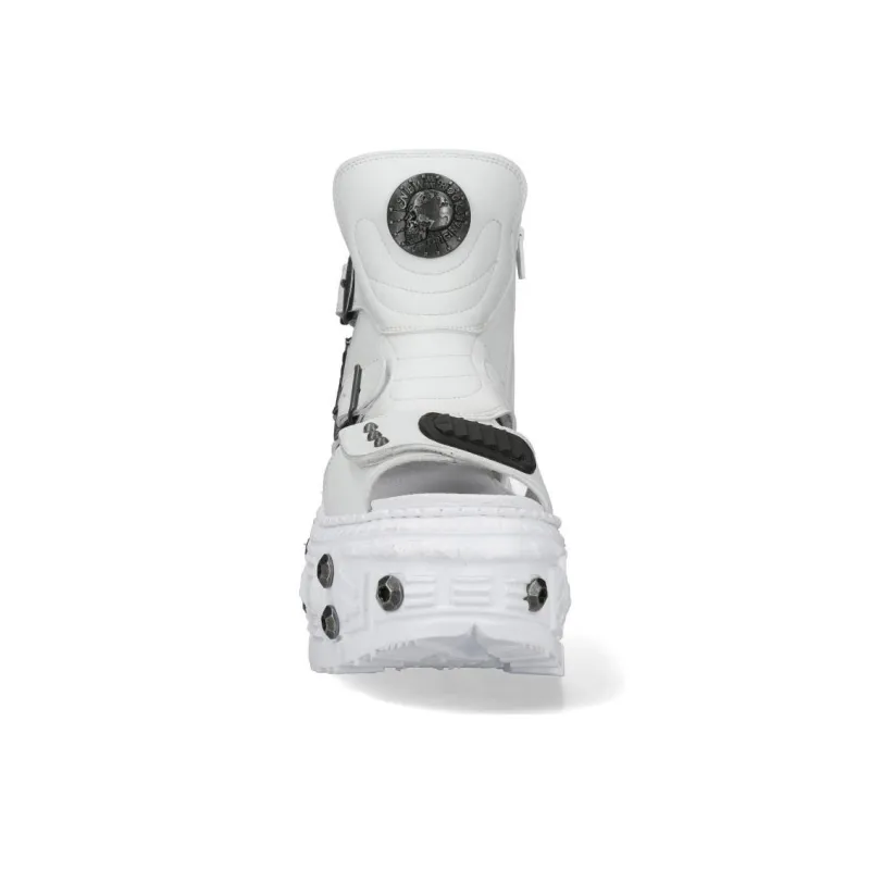 NEW ROCK Ankle Boots 10cm Unisex White-4