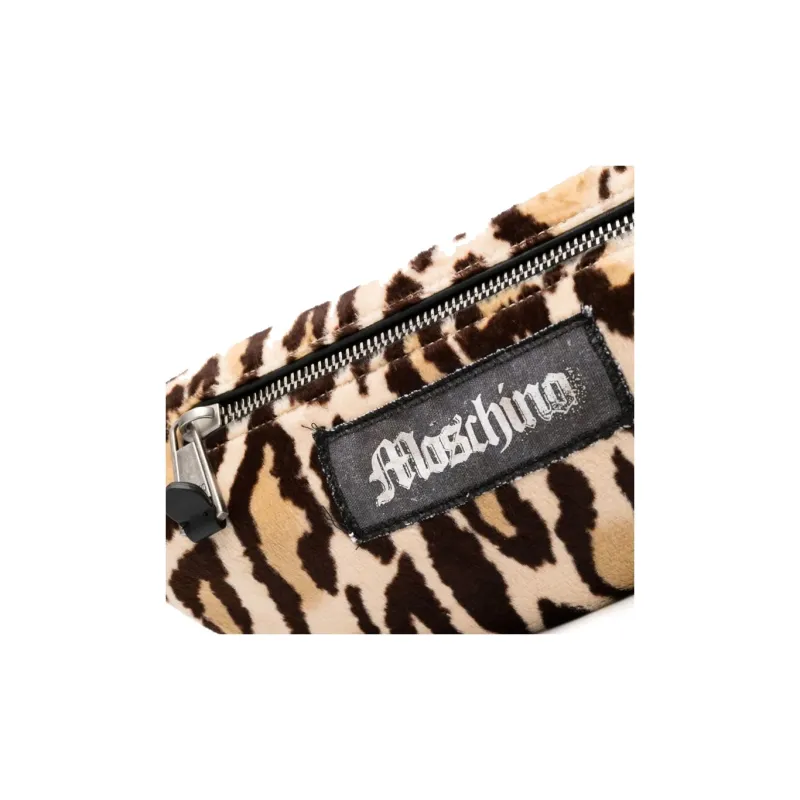 MOSCHINO Wool Blend With Cotton One Shoulder Crossbody Bag Sling Bag Fanny Pack Men's Khaki Green-3