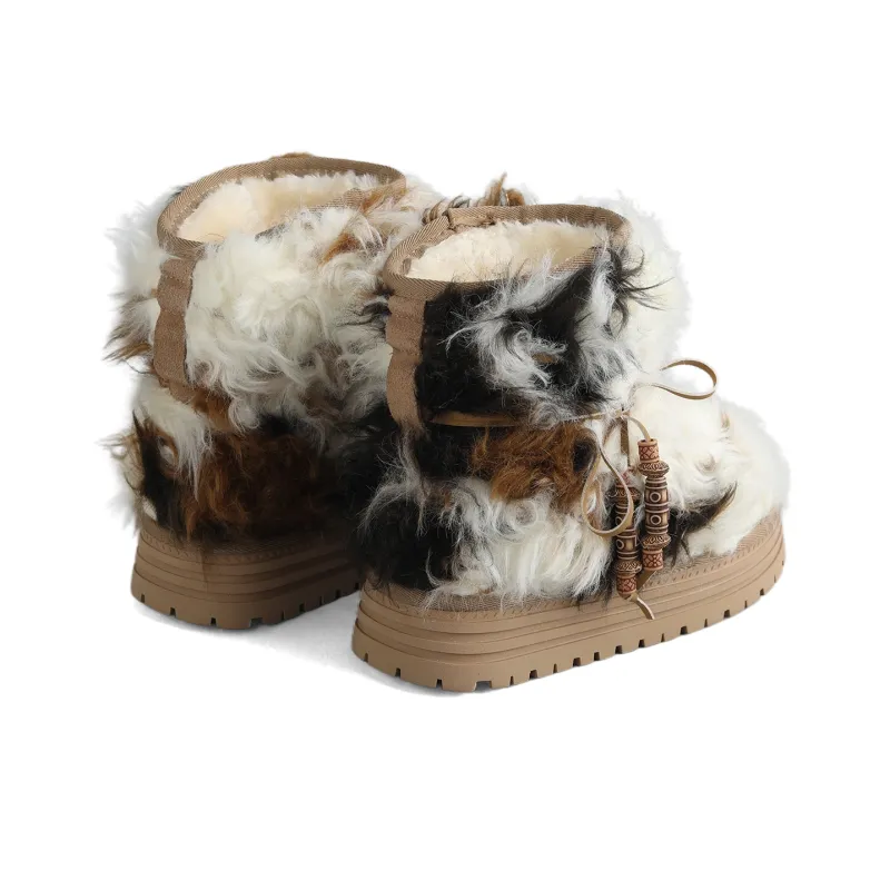 DOLIN COLLECTION Yak Platform Height Increasing Fuzzy Snow Boots Women's Multicolor Size Suggestion Consider 1 Size Up-4