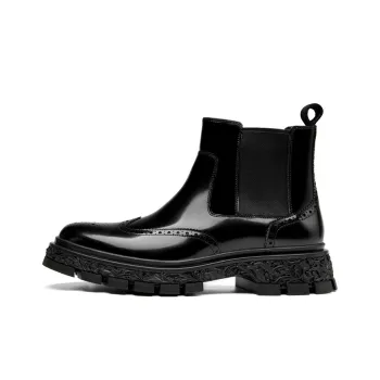 ROBERTA DI CAMERINO Relief Platform Cut Bead Fleece Chelsea Boots Men's Black
