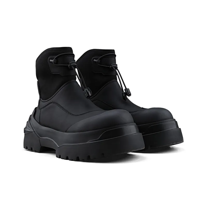 HANQIAORIJI Heavy Industry Series Ankle Boots 5cm Unisex Black-2