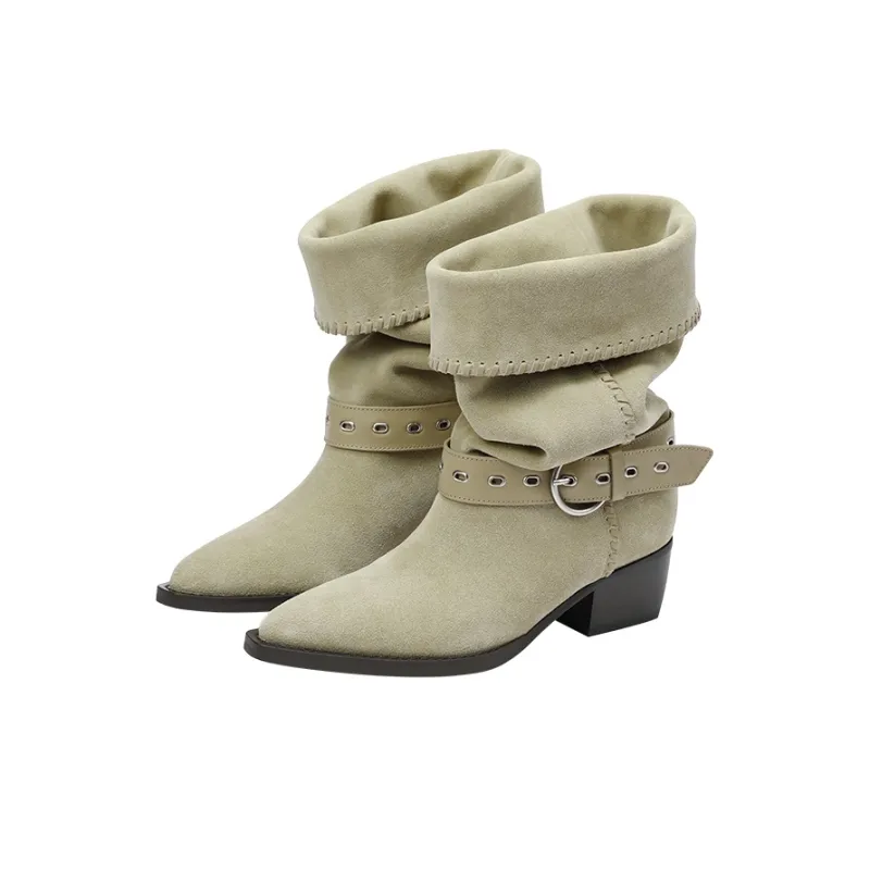 BREAD TREE Slouch Boots 4.5cm Women's Cocoa Brown-4