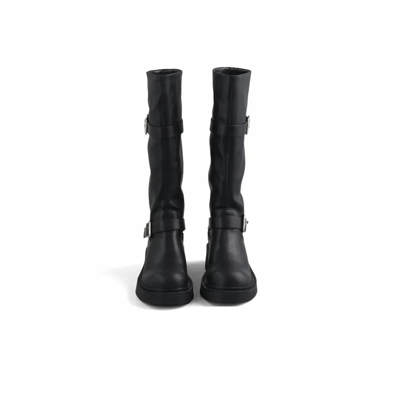 DOLIN COLLECTION Niche Square Buckle Vintage Long Shaft Boots Women's-3