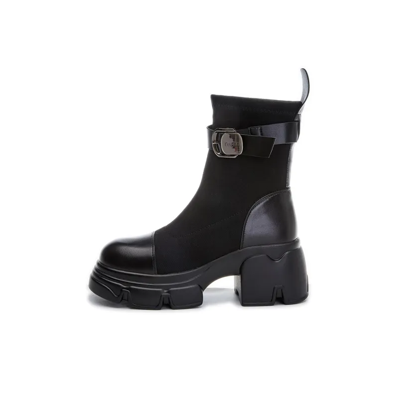 POOQ Ankle Boots Women's Black/Khaki-0