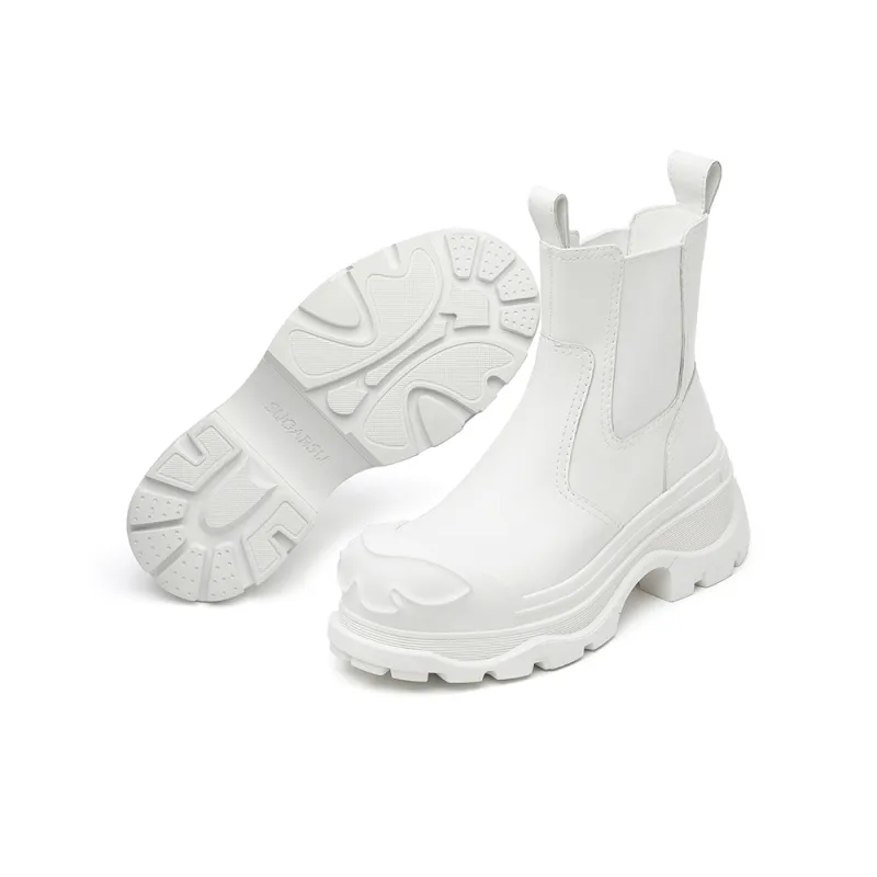 SUGARSU Phantom Butterfly Series Short Chelsea Boots 7.5cm Women's White-3