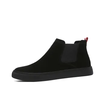 LUOGOKS Short Chelsea Boots Men Black