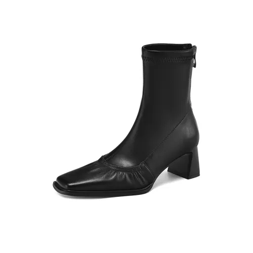 XIAOAJUE Ankle Boots Women's Black, Brown, Ecru