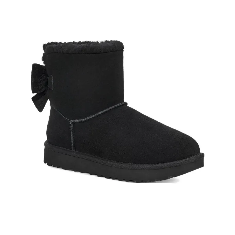 UGG Mini Bailey Bow Crushed Velvet Boot 'Black' Women's-2