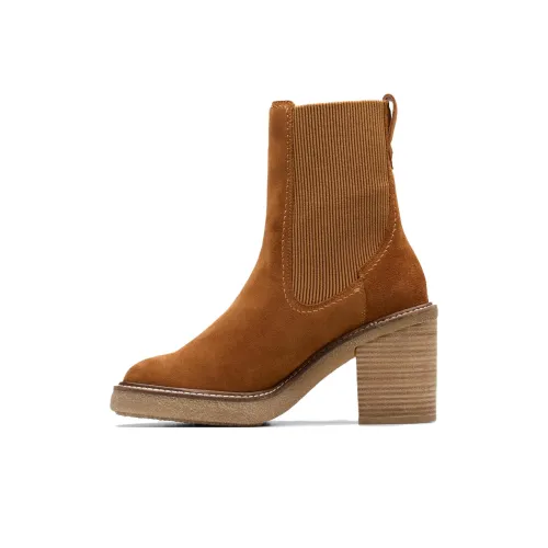Clarks Short Chelsea Boots Women's Medium Brown