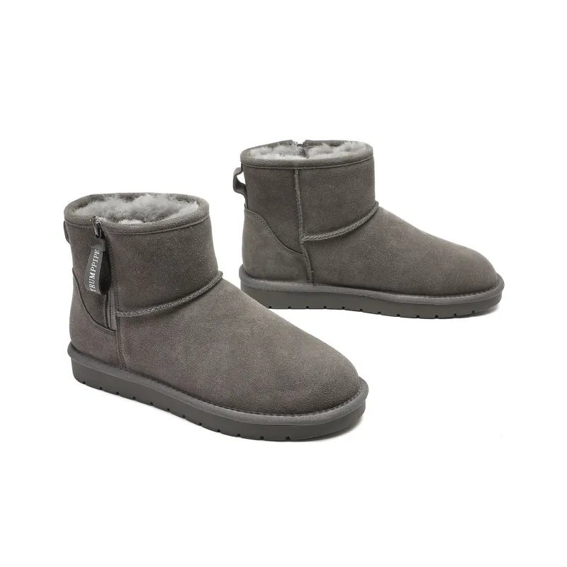 TRUMPPIPE Short Mid Calf Snow Boots Men's Gray-3