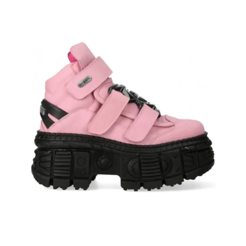 NEW ROCK Ankle Boots 10cm Unisex Pink-1