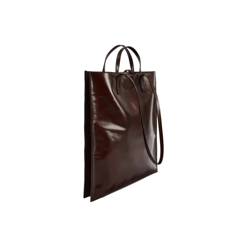 ZARA Cow Leather Tote Bag Shopping Bag Shoulder Bag Handbag Large Size Women's Green/Brown-1