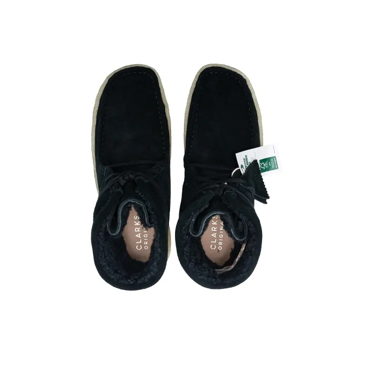 clarks Wallabee Cup Hi Black Suede Women's-3