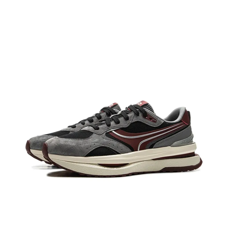LiNing Sports Life Collection Anti Slip And Wear Resistant Rebound Low Top Casual Shoes Unisex Gray Black Red-2