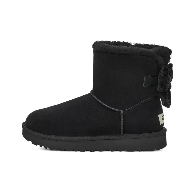 UGG Mini Bailey Bow Crushed Velvet Boot 'Black' Women's-0