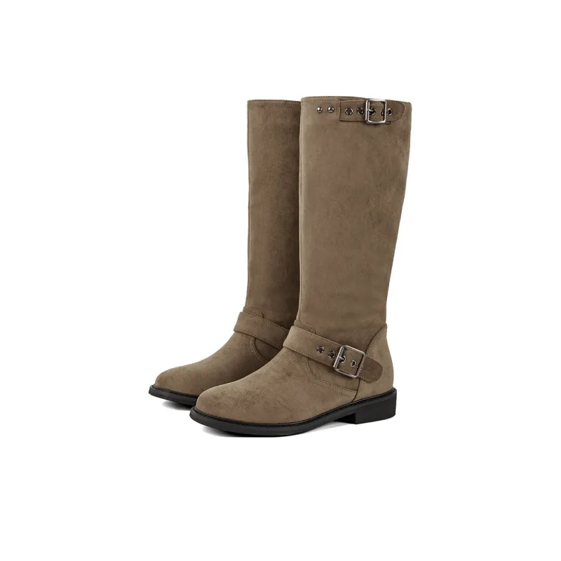 PT'SON Knee high Boots Women's Khaki-4