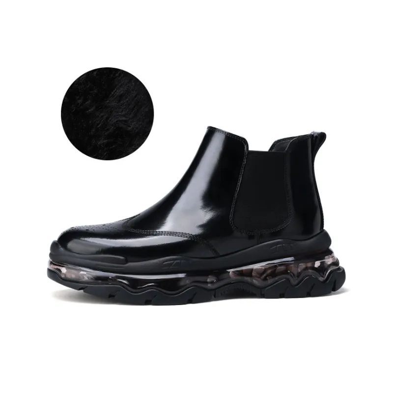 U7 Short Mid Calf Chelsea Boots Men's Black-0
