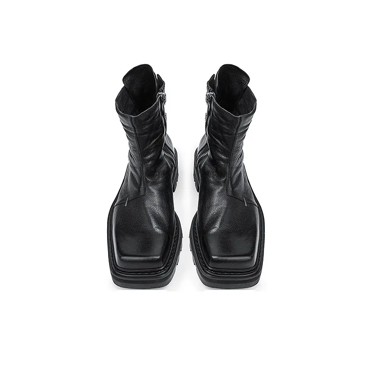 HUANXIANGZHE Chelsea Boots Unisex Black-3