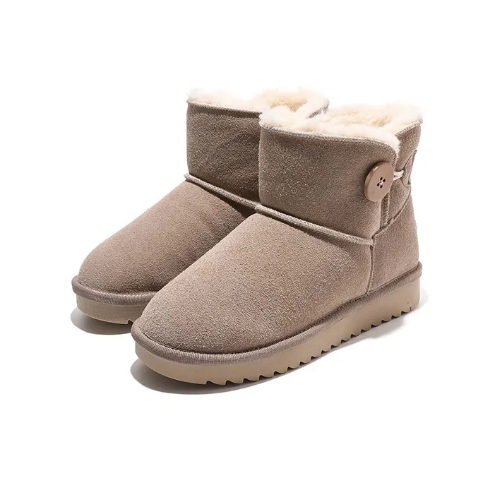 HUANQIU Warm And Wear Resistant Short Mid Calf Snow Boots Women's Brown-4