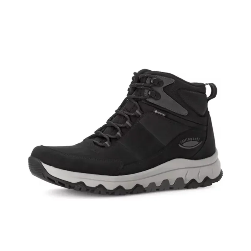 Gabor Rollingsoft Wear-Resistant Slip-Resistant Short Outdoor Boots 4cm Men's Black-1