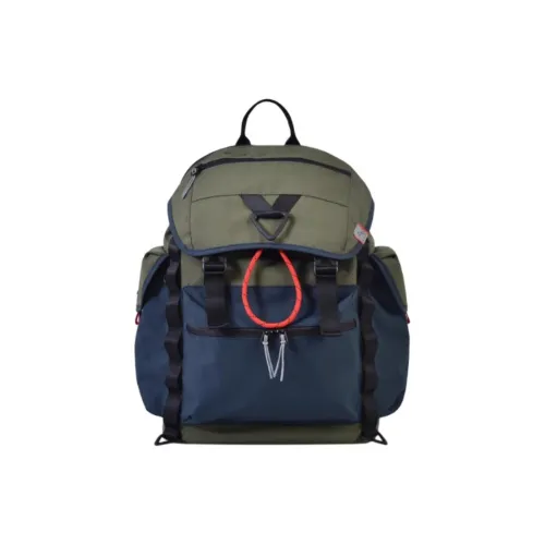 FX CREATIONS Polyester Backpack Men's Army Green With Blue Accents